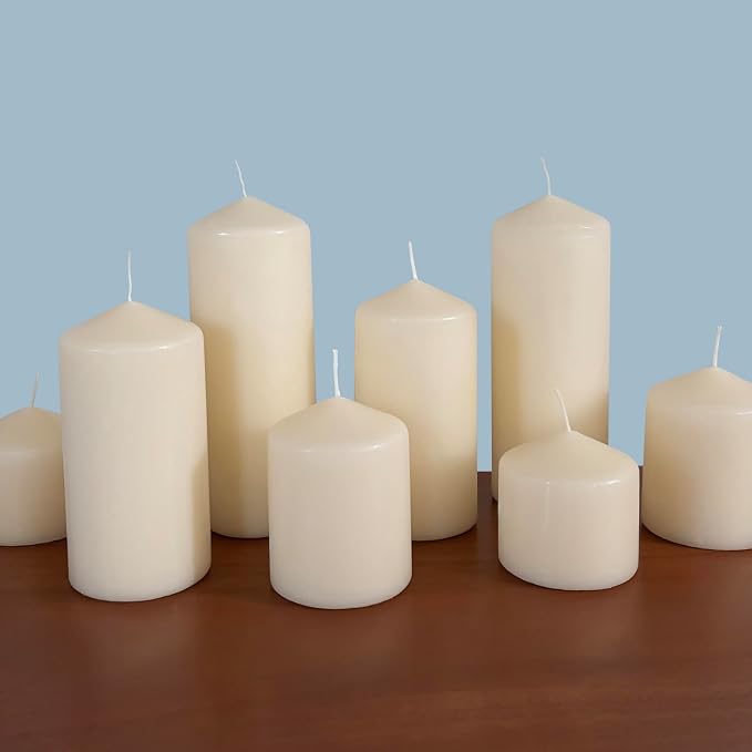 Stonebriar Tall 3 x 6 Inch 65 Hour Long Burning Unscented Ivory Wax Pillar Candles 3 Count (Pack of 4)