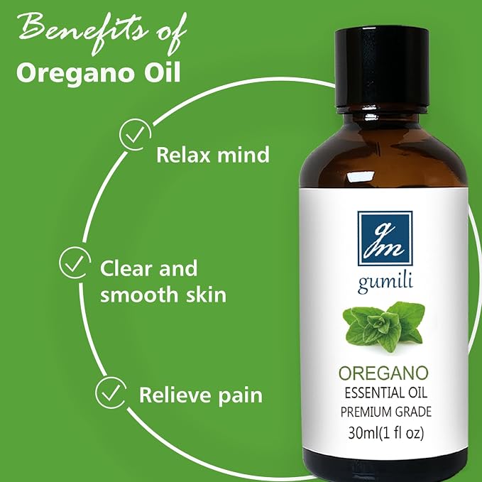GM Gumili Oregano Essential Oil 1 Oz - 100% Pure & Natural Oregano Oil for Skin, Diffuser, Massage & Aromatherapy - 30ml