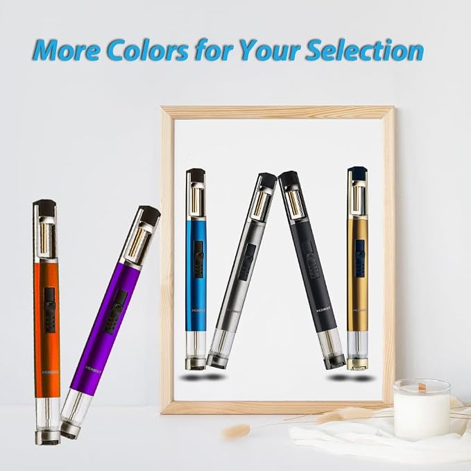 HONEST Torch Lighters Butane Lighters Refillable Single Jet Flame for Candle Grill BBQ Camping (Blue)