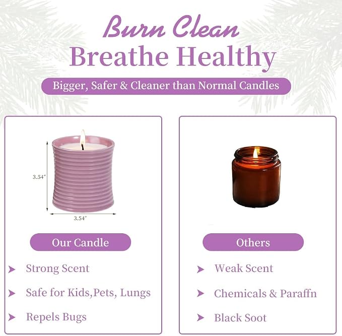 Generic Natural Soy Wax Scented Candle, Purple Ceramic Container Lavender Fragrance, Handmade Luxury Home Decor with Cotton Wick,Purple Ceramic Container, Reusable Jar