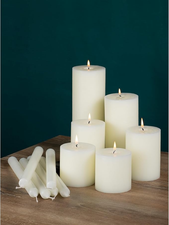 CANDWAX Ivory Taper Candles Pack of 4 - Slow Burning Dripless Unscented Straight Candles 10 inch - Ideal for Dinner Table - Smokeless Long Candlesticks