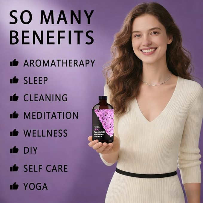 Lilac Essential Oil, Lilac Oil 4 Fl Oz 120ML for Diffuser Humidifier Yoga Cleaning DIY Candle Soap Making Essential Oils