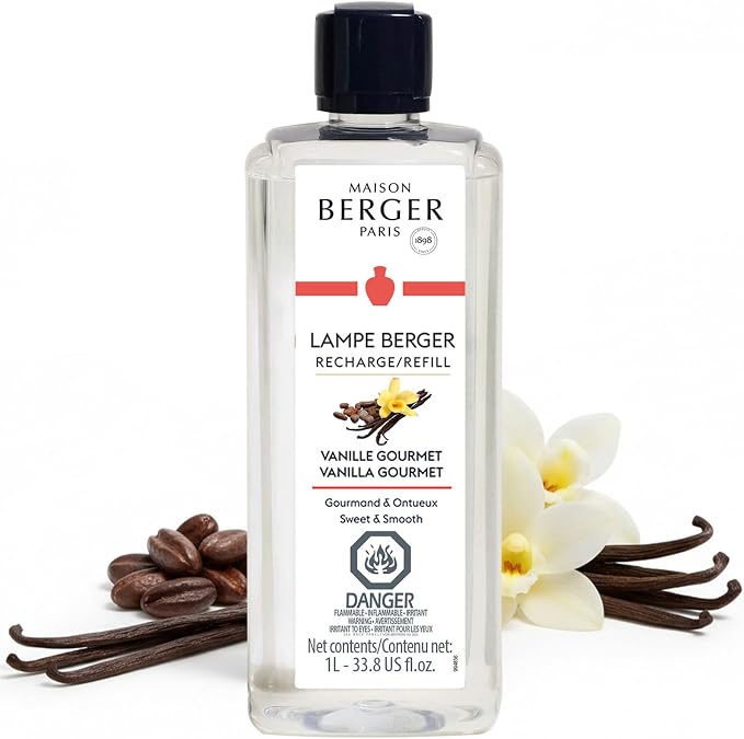MAISON BERGER Lampe Berger Refill, 1 L, Vanilla Gourmet | Catalytic Lamp Fragrance Refill, Helps Neutralize Odors, ~160 h Fragrance Diffusion, Made in France