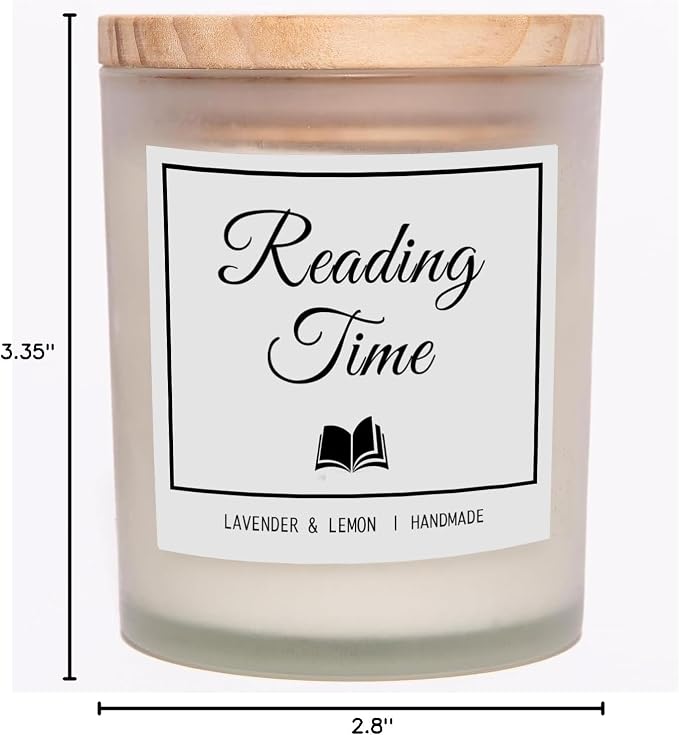 Reading Time Candle - Book Lovers Gifts, Gifts for Readers, Lavender & Lemon Scented Candle, Natural Soy Wax & Natural Essential Oils