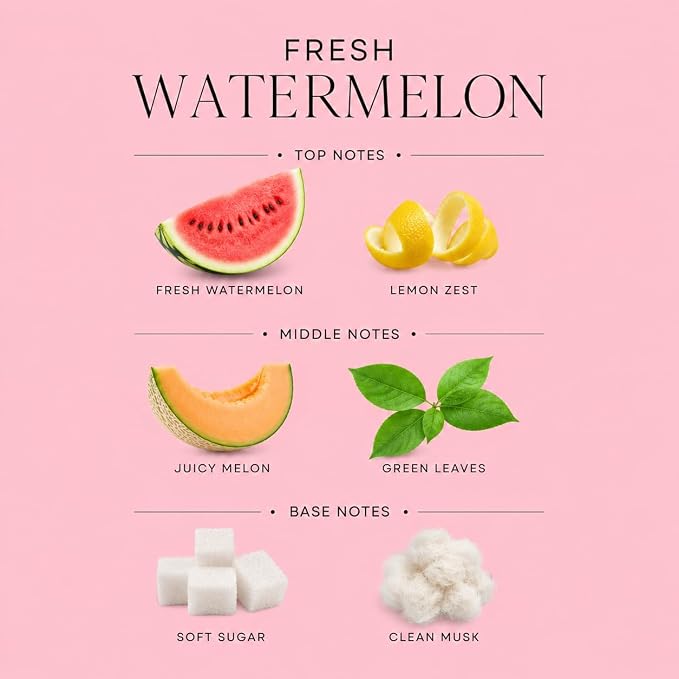Affinati Fresh Watermelon Reed Diffuser – 7.0 fl oz Home Fragrance Diffuser with 8 Reeds – Long Lasting Flame Free Room Fragrance for Bedroom, Bathroom, Office & Living Room