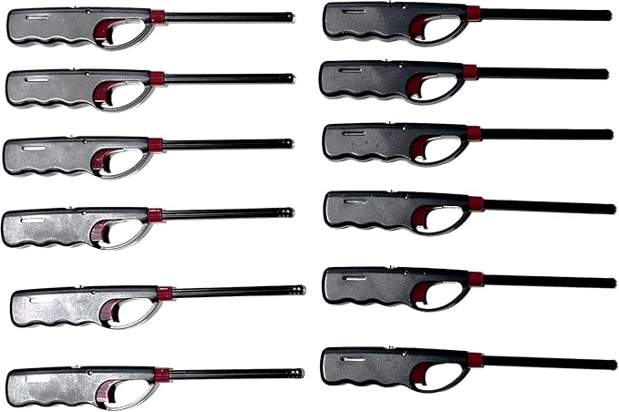 12-Pack BBQ Grill Lighter Casings Refillable Butane Gas Candle Fireplace Kitchen Stove Long