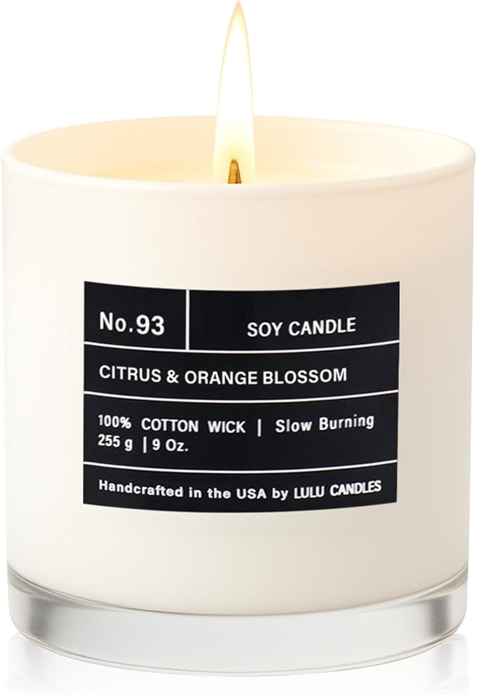 Lulu Candles | Citrus & Orange Blossom | Luxury Scented Soy Jar Candle | Hand Poured in The USA | Highly Scented & Long Lasting (9 Oz.)