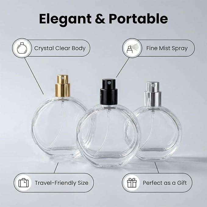 3 Pcs Perfume Bottle Atomizers,1 oz Refillable Fine Mist Spray Empty Fragrance Bottles Portable Travel Perfume Dispenser Containers for Essential Oil Perfume (30ml)