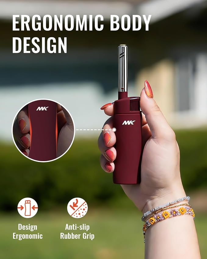 MK Lighter 10PCS Refillable Candle Lighters – Strong Wind-Resistant Flame for BBQ, Camping, Outdoor Use (3BL)