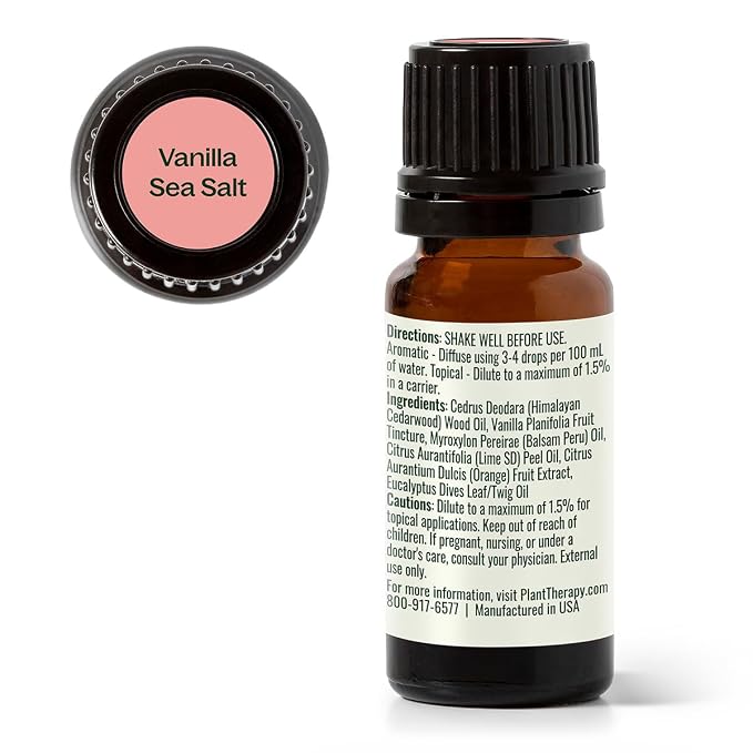 Plant Therapy Vanilla Sea Salt Essential Oil Blend 10 mL (1/3 oz) 100% Pure, Undiluted, Natural, Relaxing, Romantic Aromatherapy
