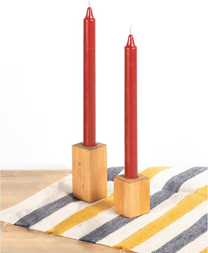 CANDWAX Red Taper Candles Pack of 4 - Slow Burning Dripless Unscented Straight Candles 10 inch - Ideal for Dinner Table - Smokeless Long Candlesticks