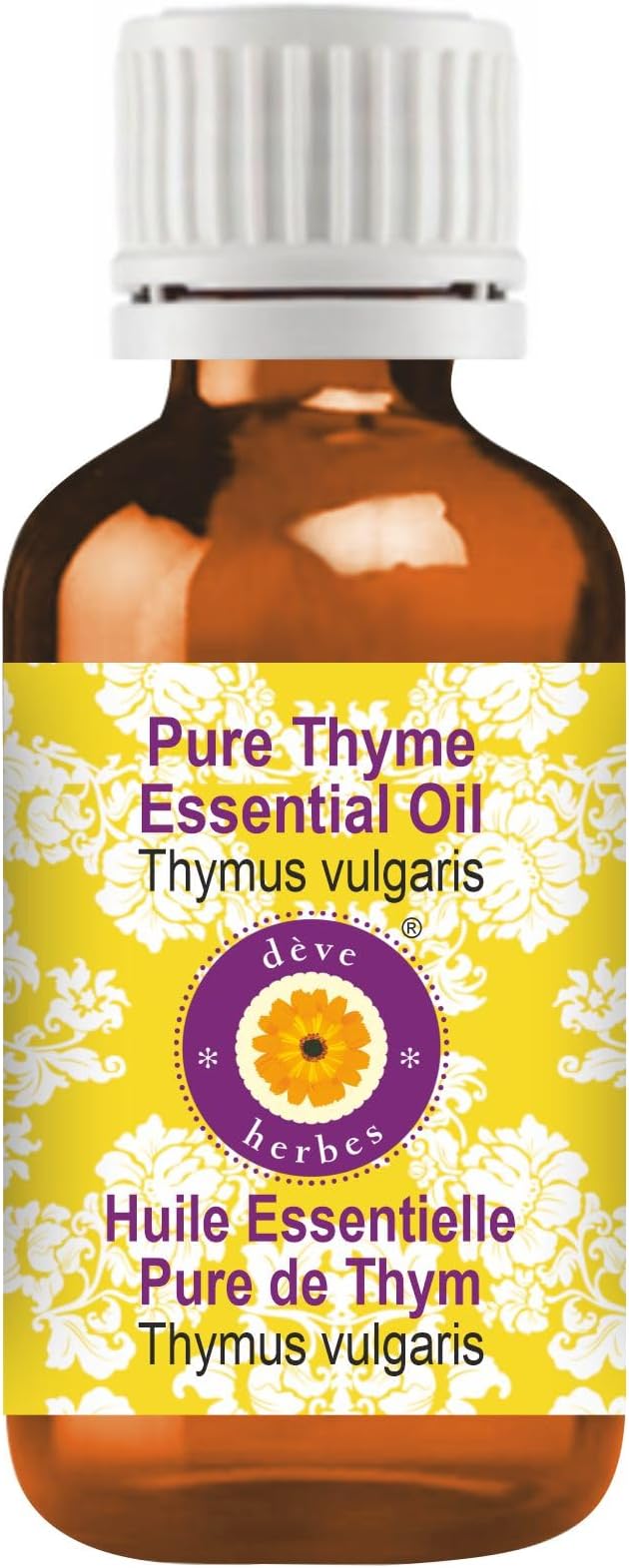 Deve Herbes Pure Thyme Essential Oil (Thymus vulgaris) Steam Distilled 5ml (0.16 oz)