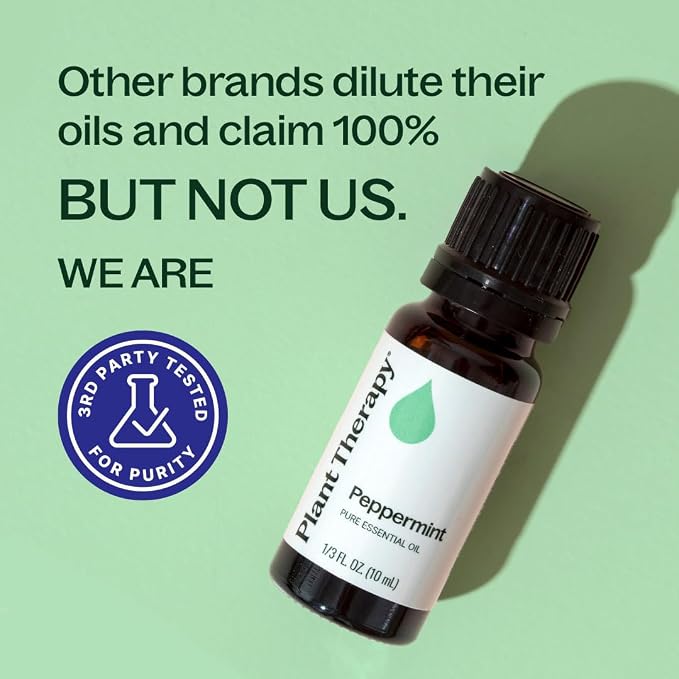 Plant Therapy Peppermint Essential Oil 10 mL (1/3 oz) 100% Pure, Undiluted, Natural Aromatherapy for Diffuser & Topical Use, Digestion, Respiratory, & Massage, Peppermint Oil for Skin & Hair