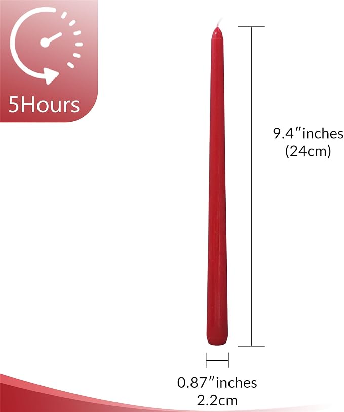 Red Taper Candle Dripless Candlesticks - Gedengni 12inch Unscented Candles Long Candle Sticks Christmas Tapered Candles for Home Party Wedding Restaurant Holiday Decor,8D4PC-RED