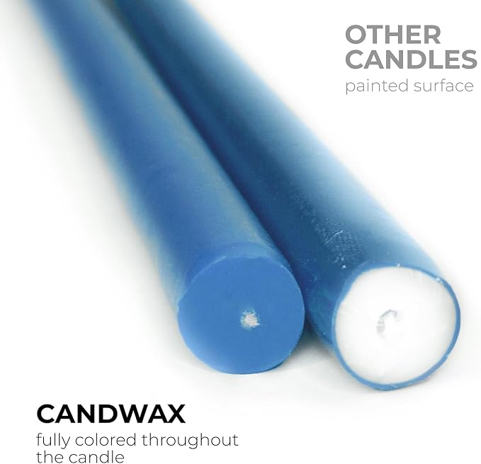 CANDWAX Dark Blue 8 inch Taper Candles Pack of 4 - Long Burning Unscented Smokeless Dripless Tall Candle Sticks - Perfect for Parties, Celebrations, Special Occasions or as a Dinner Table Centerpiece