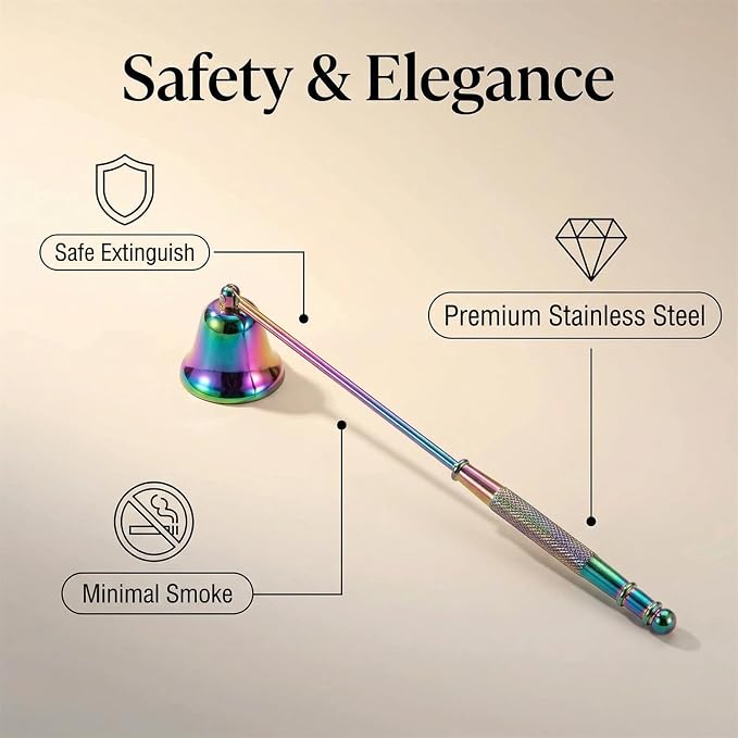 Candle Snuffer, Candlesnuffers Wick Snuffer Candle Accessory, Stainless Steel Wick Flame Extinguisher for Putting Out Candle Flame Safely (Colorful Candle Snuffer B)