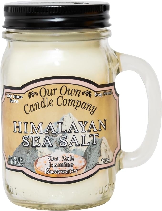 Our Own Candle Company, Himalayan Sea Salt Scented Mason Jar Candle, 100 Hour Burn Time, 13 Ounces