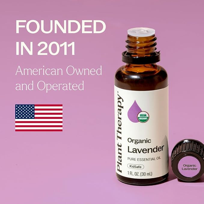 Plant Therapy Organic Lavender Essential Oil 100% Pure, USDA Certified Organic, Undiluted, Natural Aromatherapy for Diffusion & Topical Use, For Skin, Hair, Relaxation, Premium Therapeutic Grade 30 mL
