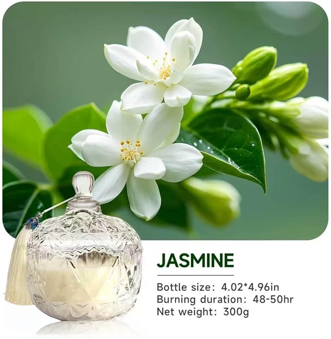 Jasmine Candle, 7oz Jar Scented Candles Gift for Women, Home Decor | Long Burning,Clean Soy Wax Jar Candle,Home Fragrance,Aroma,Thoughtful Gift for Holiday,Birthday,Mother's Day,Housewarming