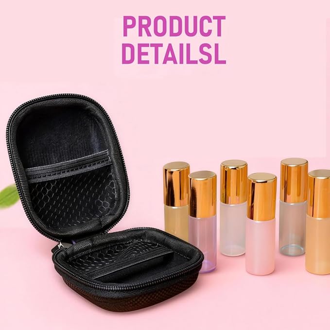 VASANA 3Pcs Portable Essential Oil Carrying Case Mini Travel Size Essential Oils Storage Bag Organizer Hardshell Case for 6Pack 1-5ml Roller Bottles