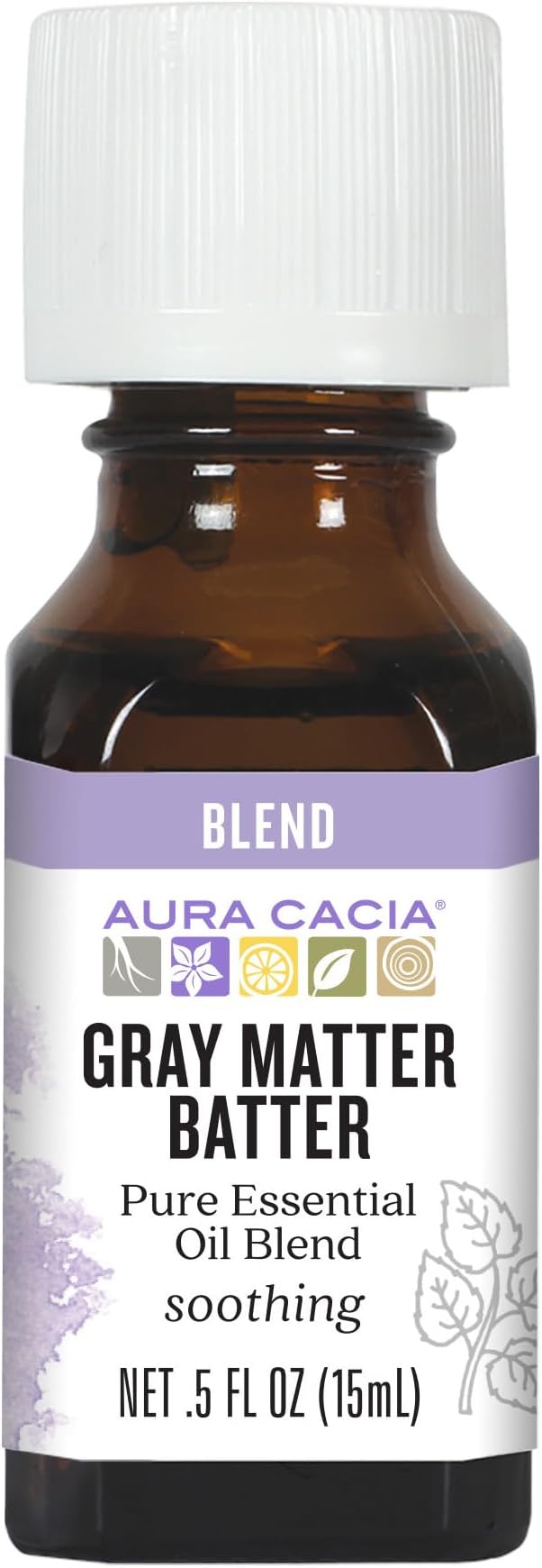 Aura Cacia Gray Matter Batter Essential Oil, 100% Pure Essential Oil Blend - Aromatherapy for Temple Massage, Diffusers, Personal Care | 0.5 Fl Oz (Pack of 1)