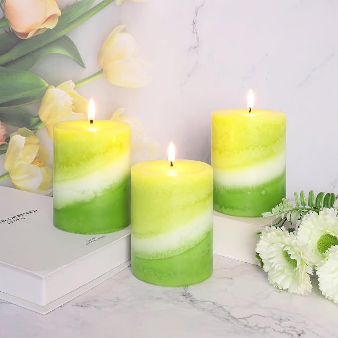 Crystal Club Eucalyptus Mint Scented Candles, 3x4 Inch Green Pillar Candle, Long Burning 40+ Hours, Aromatherapy Candle for Home Decor & Tabletop Centerpiece