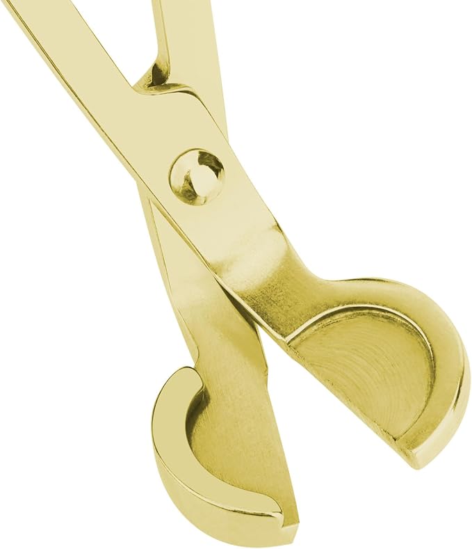 CHEFBEE Candle Wick Trimmer, Polished Stainless Steel Wick Clipper Cutter, Scissors, Reaches Deep Into Candles to Cut Spent Cord, Allow Cleaner Burn and Prevent Soot Buildup (Gold)