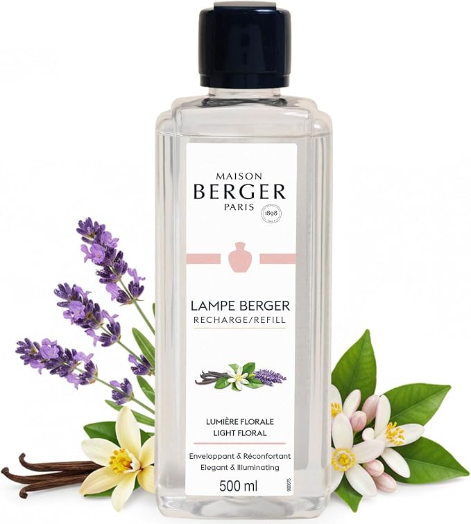 MAISON BERGER Lampe Berger Refill, 500 ml, Light Floral | Catalytic Lamp Fragrance Refill, Helps Neutralize Odors, ~80 h Fragrance Diffusion, Made in France