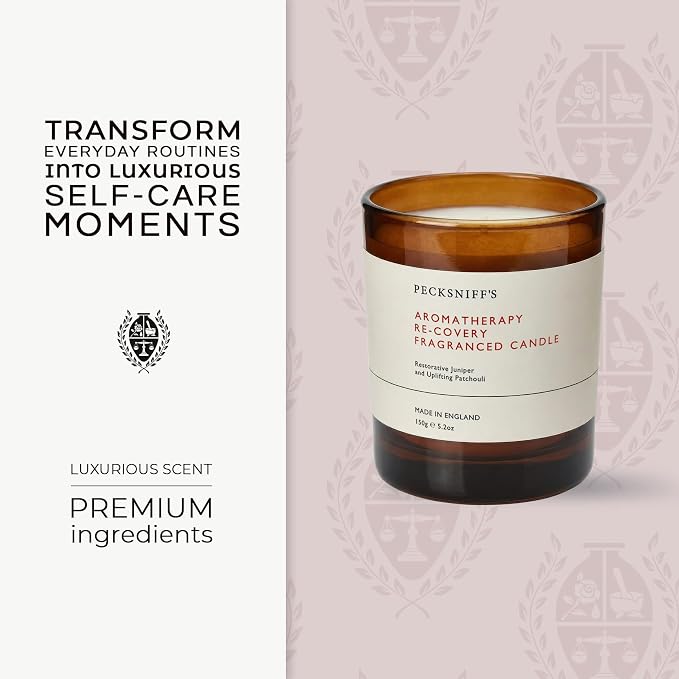 Pecksniff's Aromatherapy Re-Covery Candle - Uplifting Patchouli & Juniper Scent, 150g - Perfect for Relaxation & Well-Being