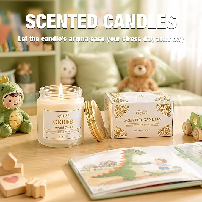 Scented Candles Set, 7 oz 2 Pack Soy Wax Jar Candles, Home Aromatherapy Candle Gift Set for Women Men, Candle Gifts for Birthday Housewarming New Home