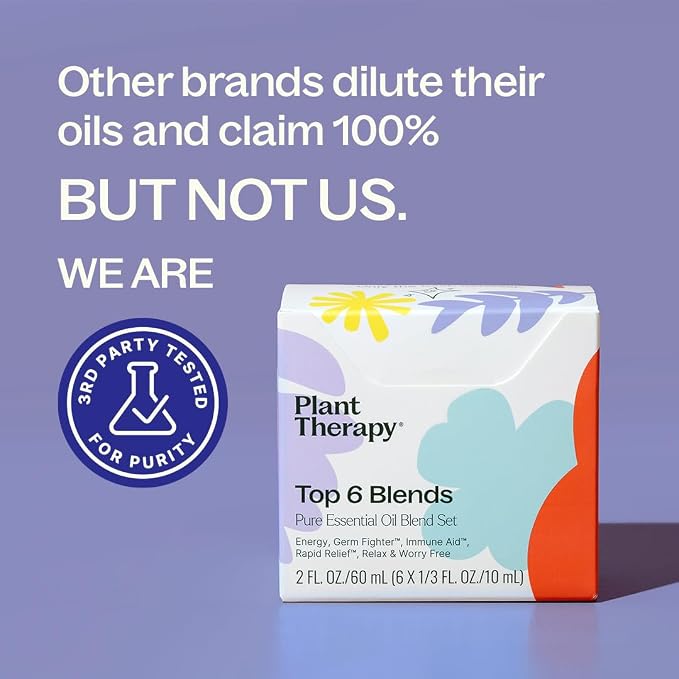 Plant Therapy Essential Oil Blends Set, Top 6 Most Popular, 10 mL (1/3 oz) Each, 100% Pure, Undiluted, Great for Essential Oil Diffusers or Body Care Creations