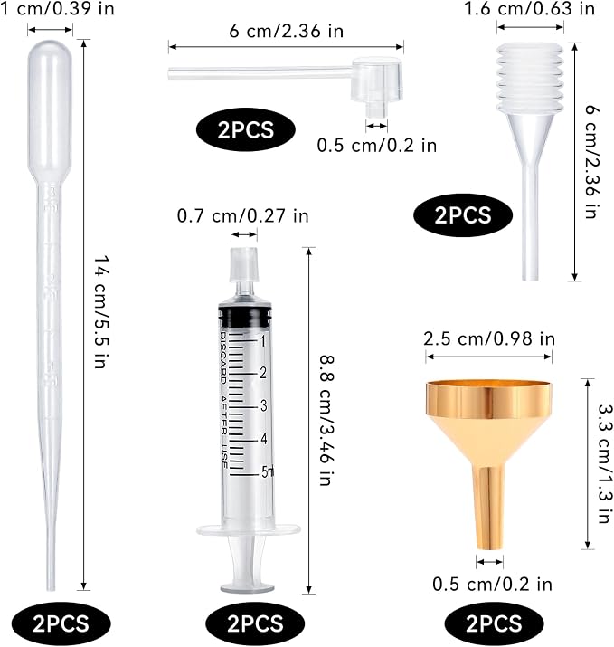 10pcs Perfume Refill Tool Kit,Plastic Perfume Dispenser Transfer Tools,Travel Refill Tool Set for Liquid Cologne Fragrance Sample Essential Oils (Golden, 5ml/10pcs)