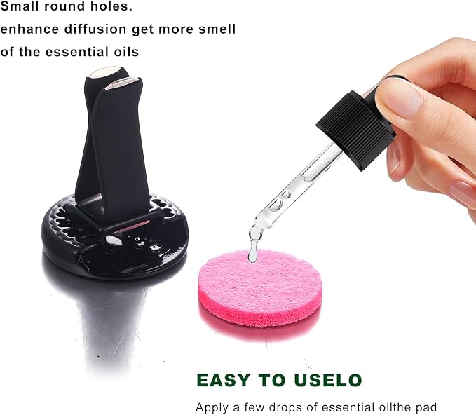 2 PCS Car Diffuser Vent Clips, Tree Pattern Essential Oil Diffuser Vent Clips with 12 Felt Pads, Stainless Steel Auto Air Fresheners Decorative Locket Clip for Women Men (Black)