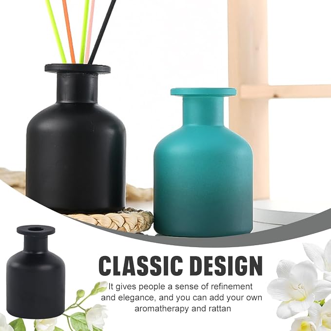 UPSTORE 150ml/5oz Matte Black Glass Diffuser Bottle - Aroma Bottles DIY Fragrance Accessories for Essential Oils - Replacement Aromatherapy Diffusers & Sticks