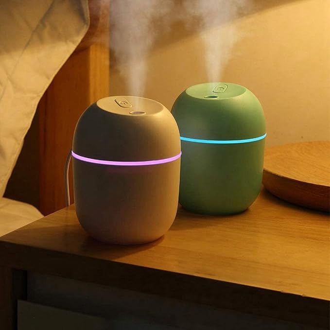 2X Air Humidifier USB Small 220Ml Mini Portable Cool Mist Diffuser for Bedroom Office Desk Car Aroma Atomizer,White