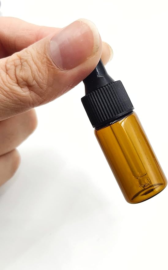 15Pcs 5ml Empty Tiny Amber Glass Mini Dropper Bottles for Essential Oils, Fragrances, and Other Liquids, with Dropper and Black Caps Travel Sample Vials