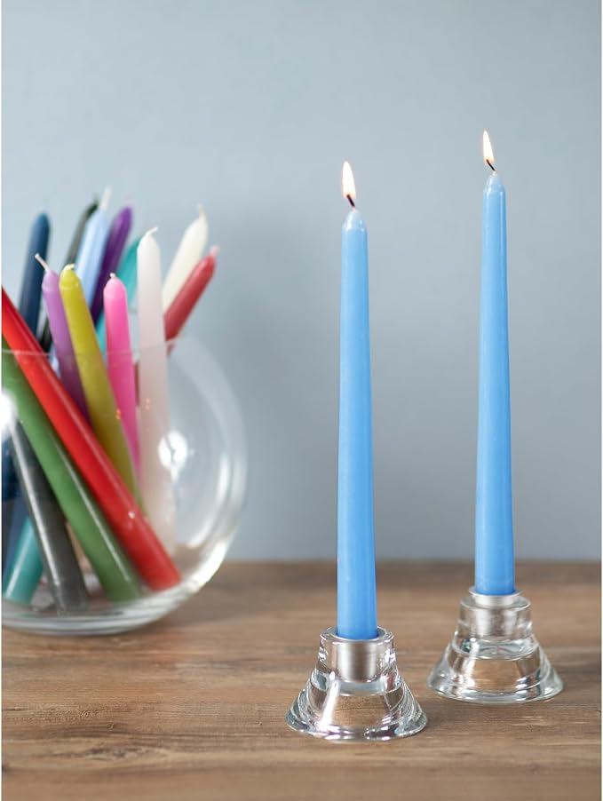 CANDWAX Light Blue 12 inch Taper Candles Set of 4 - Unscented Smokeless Dripless Tapers for Dinner Table, Home Decor, Easter Decor, Party, Wedding and Ordinary Dinners - Spring Candles