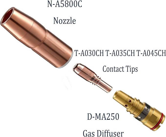 5-PK N-A5800C AccuLock S Nozzle, Large, 5/8" Bore, Flush, For Miller MDX-250 MIG GUN Fit D-MA250 Diffuser and Bernard AccuLock S Contact Tips
