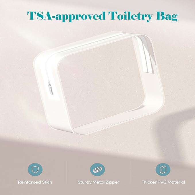 Moonlik Clear Toiletry Travel Bottles, 3.4oz/100ml TSA Approved Empty Containers with Toiletry Bag - Cosmetic Kit with Labels for Shampoo, Conditioner, Lotion, and Airplane Accessories(4Pack, White)