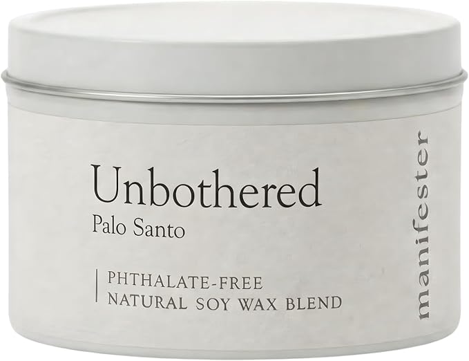 Palo Santo Natural Soy Wax Candle with Mantra – Clean Burn 100% Cotton Wick (No Lead or Zinc) – Phthalate-Free & Paraben-Free – Long-Lasting – Gift for Women – 6 oz (Unbothered Palo Santo)