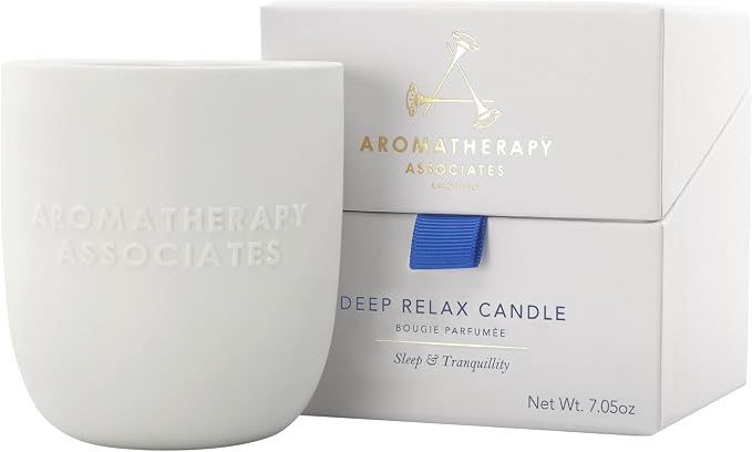 Aromatherapy Associates Deep Relax Candle. Hand Poured Vegan Wax for Sleep and Tranquility. Crafted with Vetivert and Chamomile Essential Oils. 40 Hour Burn Time (7.05 oz)