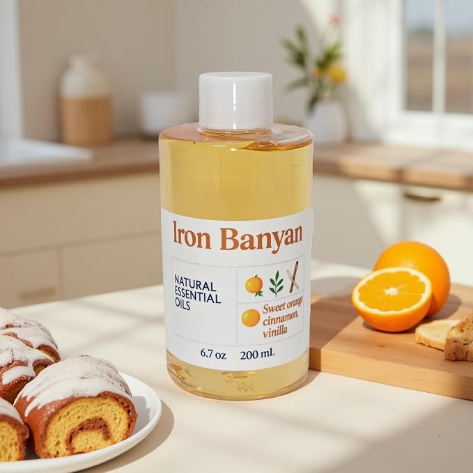 Orange Cinnamon Vanilla Essential Oil Blend 200ml | Home aromatherapy diffuser oil, woody-citrus aroma, promotes focus and relaxation