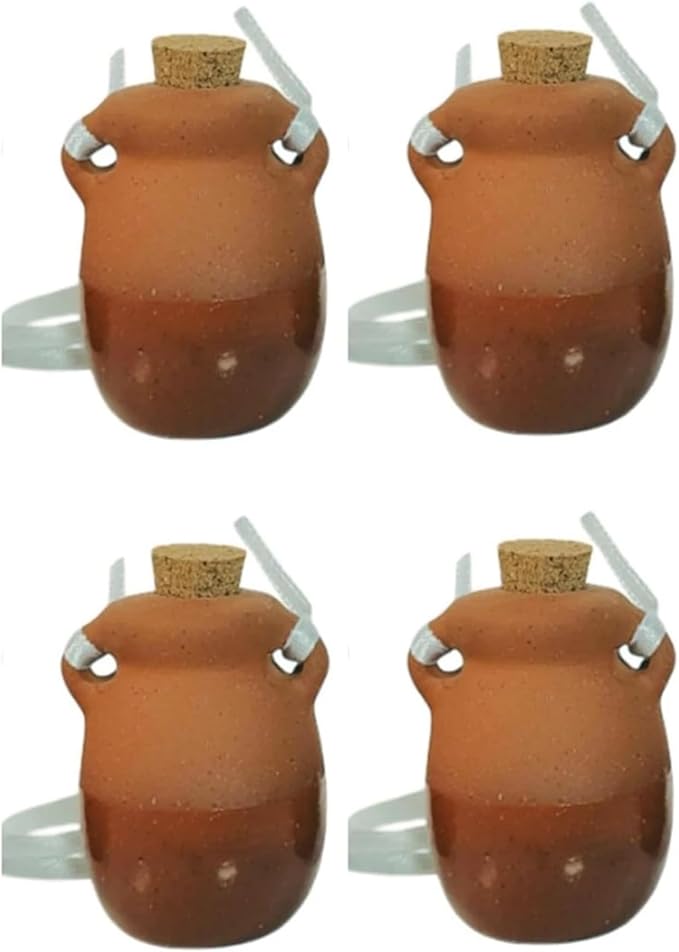 Hosley Terracotta Diffuser Pot Set – 4 Pack, Brown, Bathroom Decor for Essential Oils, Aromatherapy, Spa, Meditation, Office, Wedding Gifts