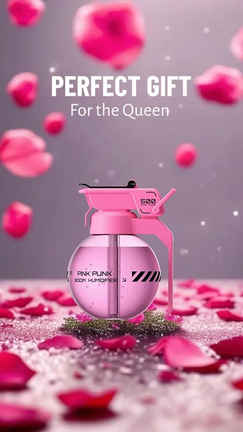 Fangool Mini Cyberpunk Essential Oil Diffuser & Humidifier, 500ml Portable USB Quiet Operation, Auto Shut-Off, 8H Runtime for Gaming, Bedroom, Office, Yoga, Travel Gift (Pink)