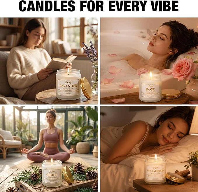 Scented Candle Set, 21 oz 6 Pack Soy Wax Jar Candles, Home Aromatherapy Candle Gift for Women Men, Candle Set for Birthday Housewarming New Home