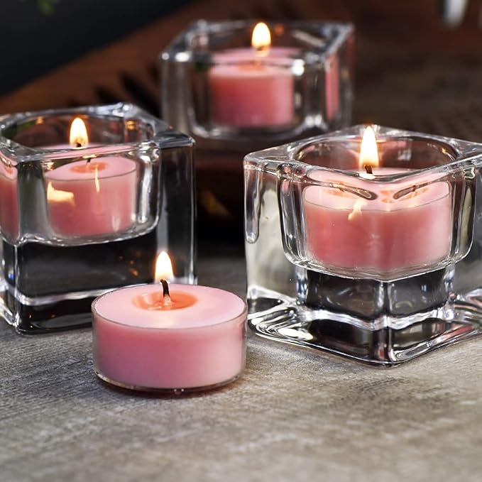 DEYBBY Natural Rose Scented Soy Wax Tealight Candles Bulk, Aromatherapy Luxury Tea Candle Set of 24-4 Hour Burning Great Gift