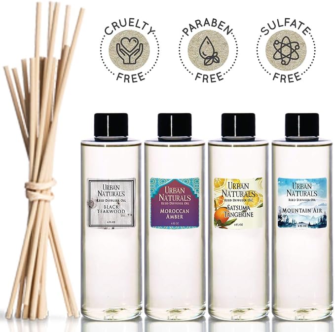 Urban Naturals Sugar Cookies Oil Reed Diffuser Refill with Free Set of Reed Sticks – Freshly-Baked, Buttery Cookie with Ginger Vanilla Frosting | Great Kitchen Scent | Made in the USA Vegan, 4 oz