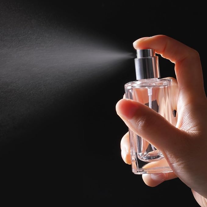 50ml/1.7 Oz Glass Spray Bottle Perfume Atomizer,Travel Refillable Perfume Bottles Empty Classic Spray Bottle 2Pack (Silver, 50ml)