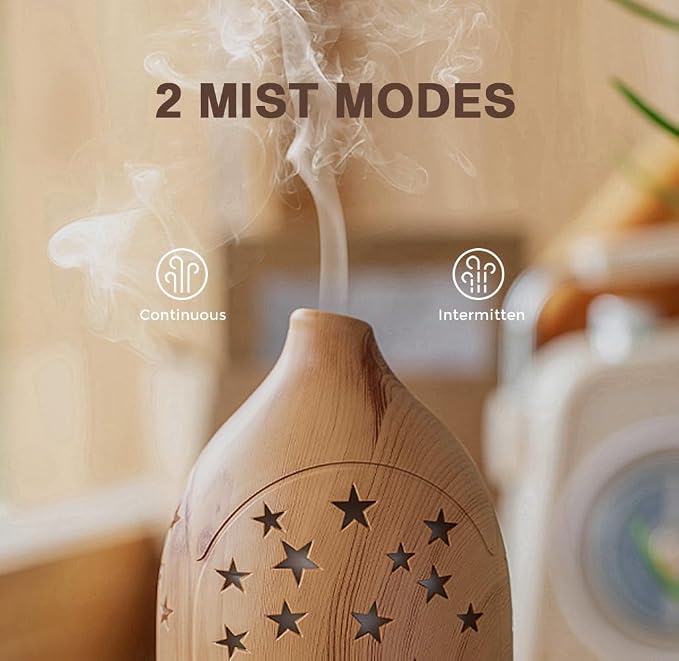 Essential Oil Diffuser,7.1''x3.5'' Diffusers with 3 Aromatherapy Oils Set,Small 200ml Desk Humidifier with 7 LED Colors Night Lights,Waterless Auto-Off for Office Home Decor Gift (Star)