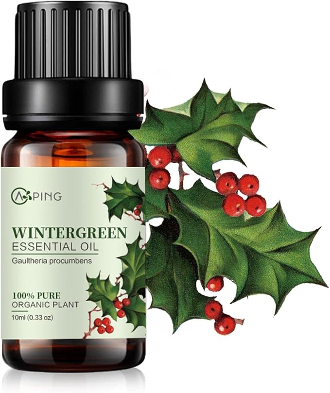Wintergreen Essential Oil - 100% Pure Organic Natural Plant (Gaultheria procumbens) Wintergreen Oil for Diffuser, Aroma, Spa, Massage, Yoga, Perfume, 0.33oz